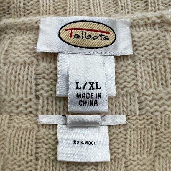 Vintage Talbots Ivory Wool Caplet Basketweave Knit Poncho Heritage - Picture 3 of 10